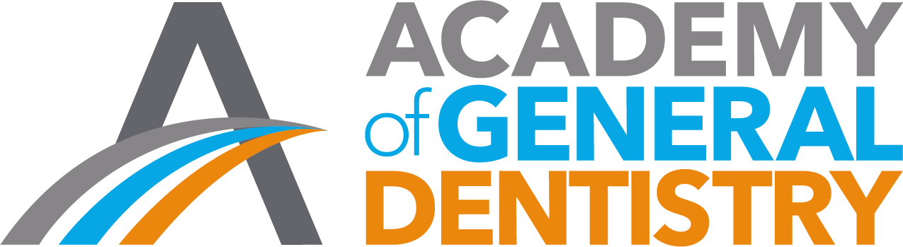 Academy of General Dentistry (AGD) Logo- Volterra Dental Comprehensive and Aesthetic Dentistry Logo with a stylized "A" and text reading Academy of General Dentistry in gray, blue, and orange. - Volterra Dental Comprehensive and Aesthetic Dentistry